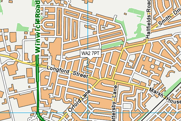 WA2 7PT map - OS VectorMap District (Ordnance Survey)