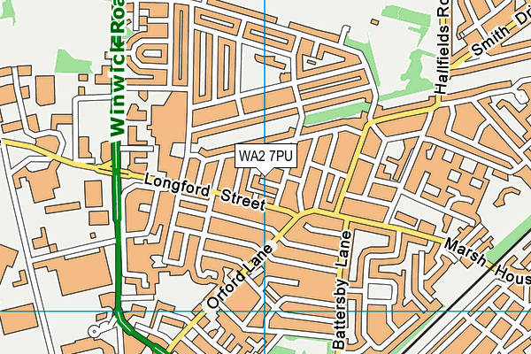 WA2 7PU map - OS VectorMap District (Ordnance Survey)