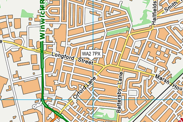 WA2 7PX map - OS VectorMap District (Ordnance Survey)