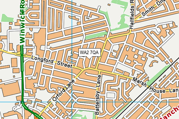 WA2 7QA map - OS VectorMap District (Ordnance Survey)