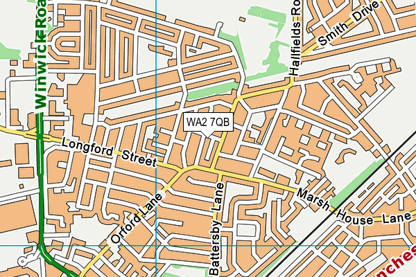 WA2 7QB map - OS VectorMap District (Ordnance Survey)