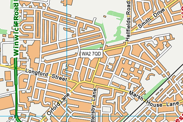 WA2 7QD map - OS VectorMap District (Ordnance Survey)