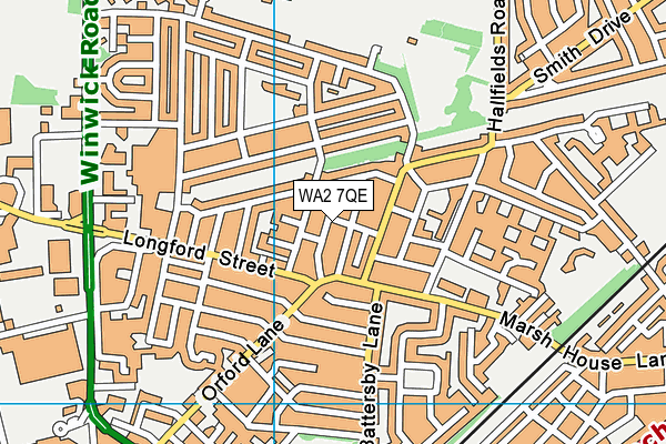 WA2 7QE map - OS VectorMap District (Ordnance Survey)
