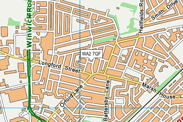 WA2 7QF map - OS VectorMap District (Ordnance Survey)