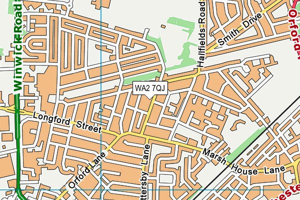 WA2 7QJ map - OS VectorMap District (Ordnance Survey)