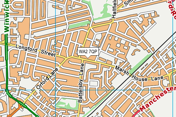 WA2 7QP map - OS VectorMap District (Ordnance Survey)
