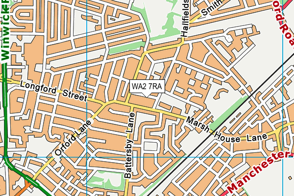 WA2 7RA map - OS VectorMap District (Ordnance Survey)