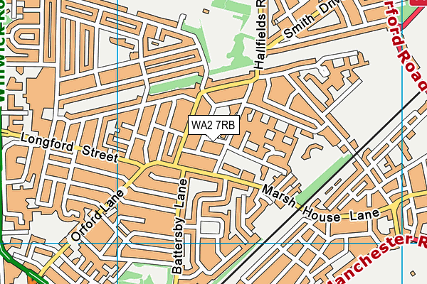 WA2 7RB map - OS VectorMap District (Ordnance Survey)