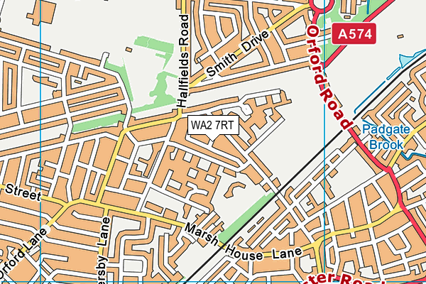 WA2 7RT map - OS VectorMap District (Ordnance Survey)