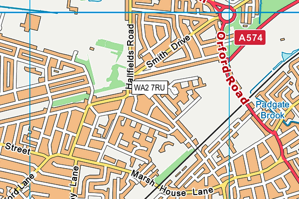 WA2 7RU map - OS VectorMap District (Ordnance Survey)