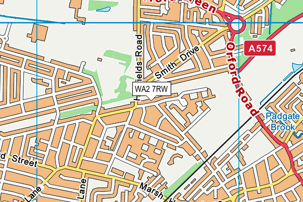 WA2 7RW map - OS VectorMap District (Ordnance Survey)