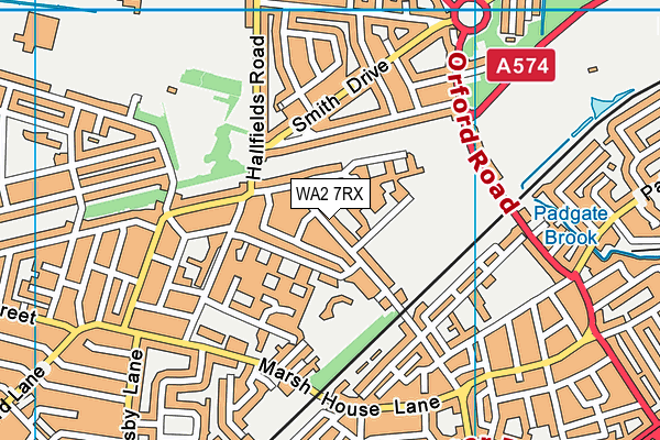 WA2 7RX map - OS VectorMap District (Ordnance Survey)