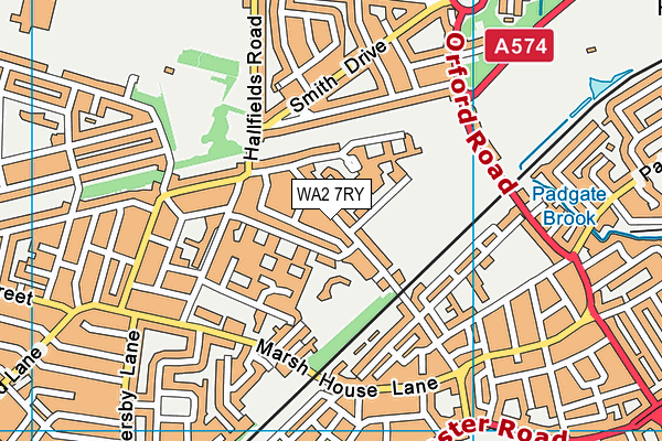 WA2 7RY map - OS VectorMap District (Ordnance Survey)