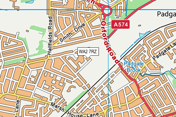 WA2 7RZ map - OS VectorMap District (Ordnance Survey)