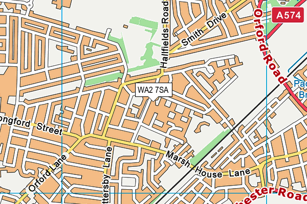 WA2 7SA map - OS VectorMap District (Ordnance Survey)