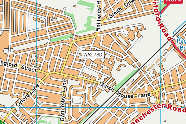 WA2 7SD map - OS VectorMap District (Ordnance Survey)