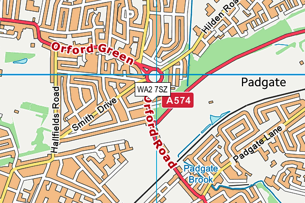 WA2 7SZ map - OS VectorMap District (Ordnance Survey)