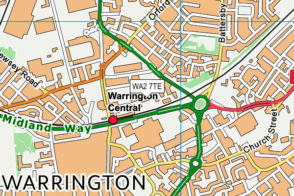 WA2 7TE map - OS VectorMap District (Ordnance Survey)