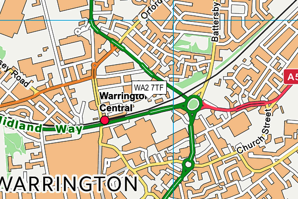 WA2 7TF map - OS VectorMap District (Ordnance Survey)