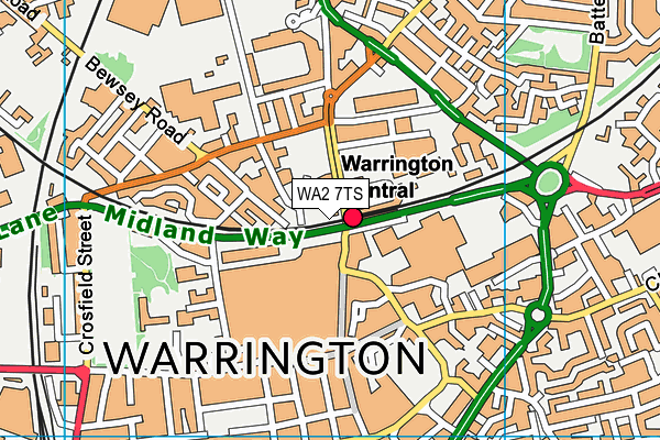 WA2 7TS map - OS VectorMap District (Ordnance Survey)