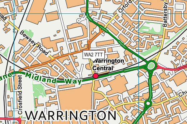 WA2 7TT map - OS VectorMap District (Ordnance Survey)