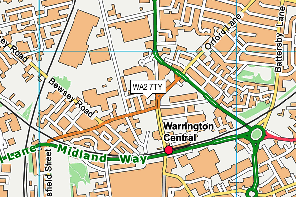 WA2 7TY map - OS VectorMap District (Ordnance Survey)