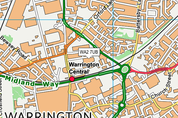 WA2 7UB map - OS VectorMap District (Ordnance Survey)