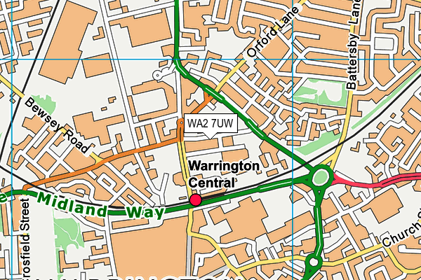 WA2 7UW map - OS VectorMap District (Ordnance Survey)