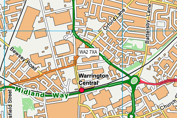 WA2 7XA map - OS VectorMap District (Ordnance Survey)