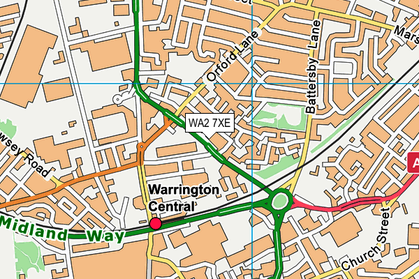 WA2 7XE map - OS VectorMap District (Ordnance Survey)