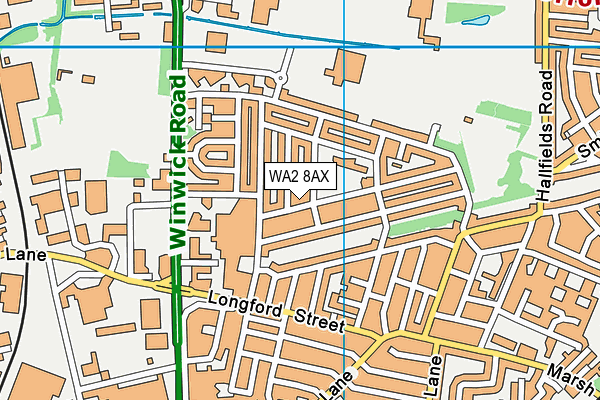 WA2 8AX map - OS VectorMap District (Ordnance Survey)