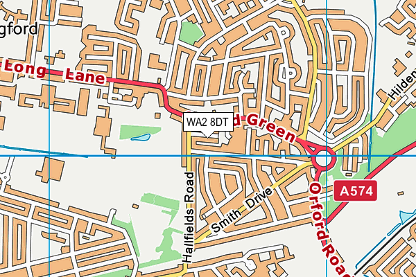 WA2 8DT map - OS VectorMap District (Ordnance Survey)