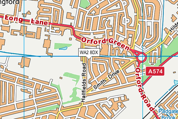 WA2 8DX map - OS VectorMap District (Ordnance Survey)