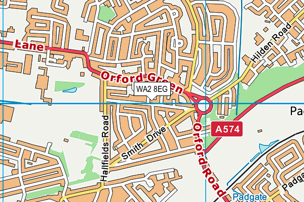 WA2 8EG map - OS VectorMap District (Ordnance Survey)