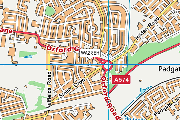 WA2 8EH map - OS VectorMap District (Ordnance Survey)