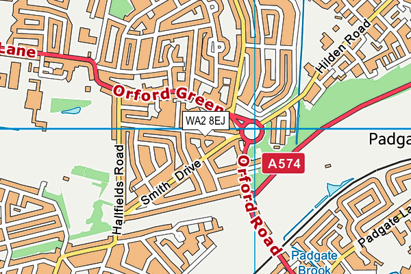 WA2 8EJ map - OS VectorMap District (Ordnance Survey)