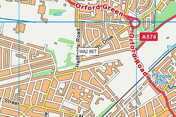 WA2 8ET map - OS VectorMap District (Ordnance Survey)