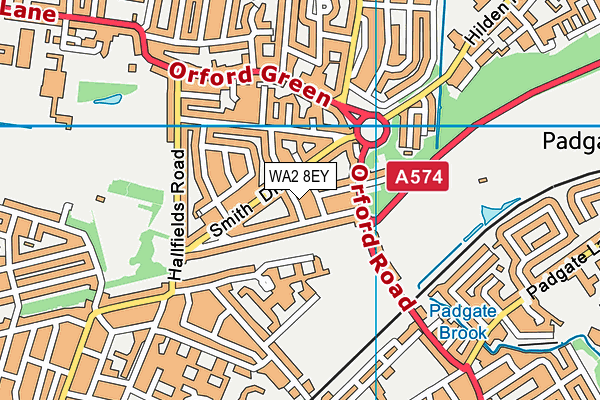 WA2 8EY map - OS VectorMap District (Ordnance Survey)
