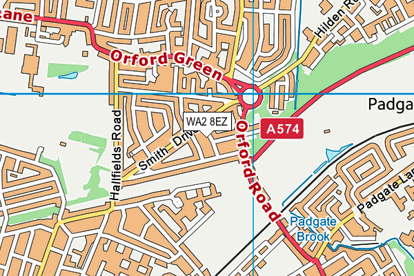 WA2 8EZ map - OS VectorMap District (Ordnance Survey)