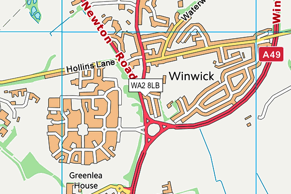 WA2 8LB map - OS VectorMap District (Ordnance Survey)
