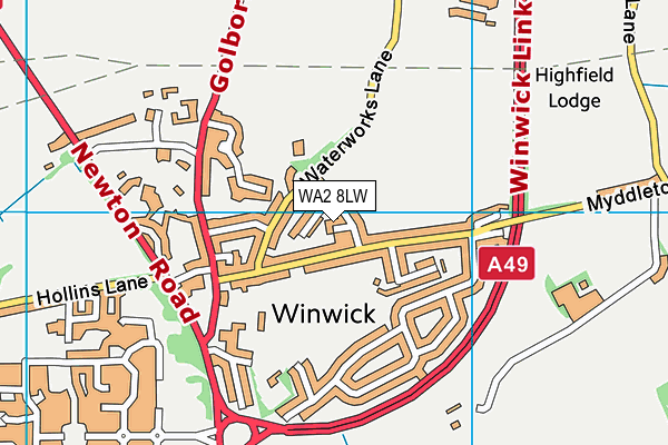 WA2 8LW map - OS VectorMap District (Ordnance Survey)
