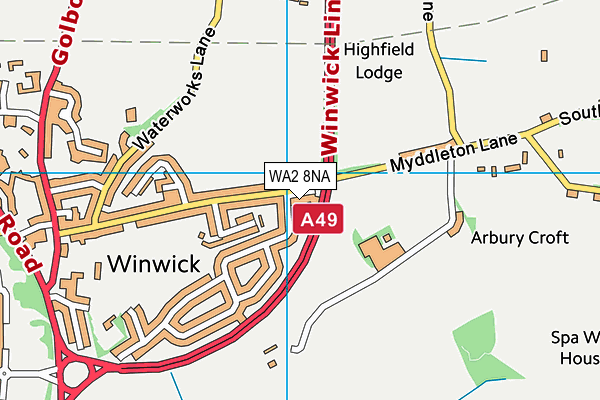 WA2 8NA map - OS VectorMap District (Ordnance Survey)