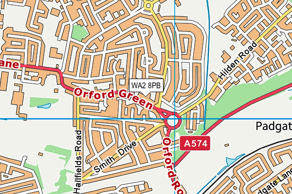 WA2 8PB map - OS VectorMap District (Ordnance Survey)
