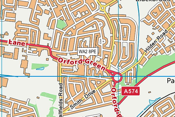 WA2 8PE map - OS VectorMap District (Ordnance Survey)