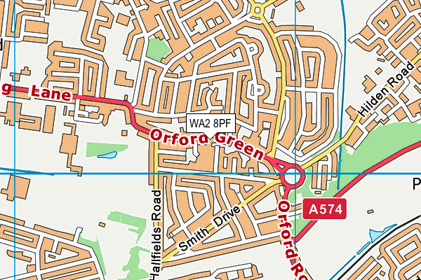 WA2 8PF map - OS VectorMap District (Ordnance Survey)