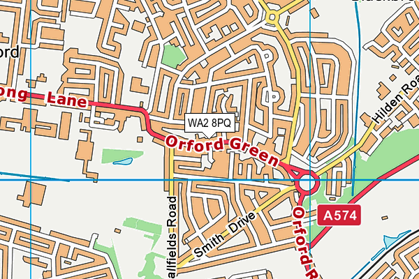 WA2 8PQ map - OS VectorMap District (Ordnance Survey)