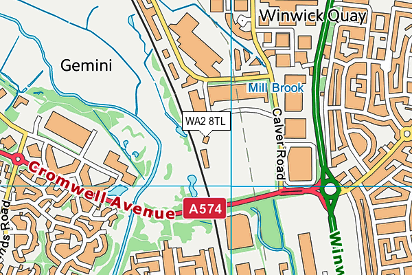 WA2 8TL map - OS VectorMap District (Ordnance Survey)