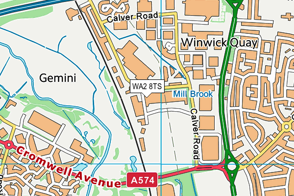 WA2 8TS map - OS VectorMap District (Ordnance Survey)