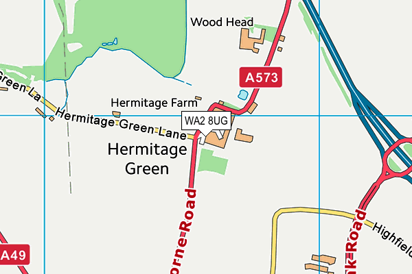 WA2 8UG map - OS VectorMap District (Ordnance Survey)