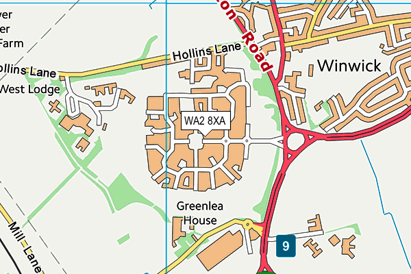 WA2 8XA map - OS VectorMap District (Ordnance Survey)